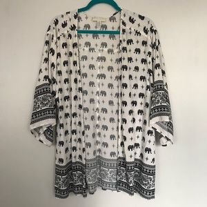 Forever 21 black and white Elephant Kimono